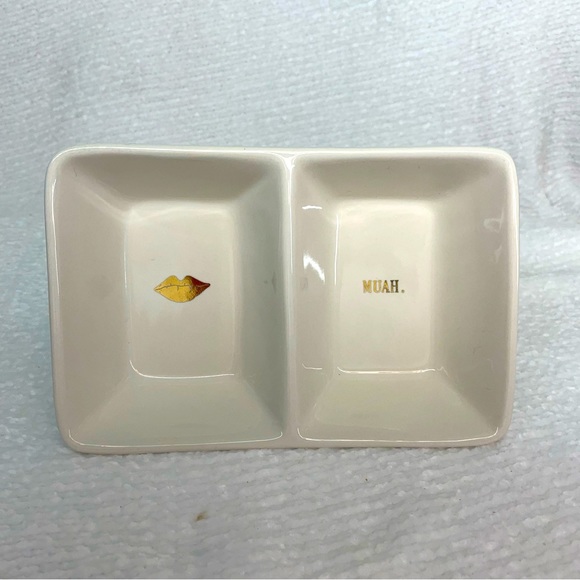Rae Dunn Divided Accessory Dish Desk Organizer Snack Tray MUAH Trinket - Picture 2 of 4